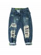 Autumn Winter Functional Style Loose Street Drop Crotch Version Ripped Reflective Laser Bottom Cyberpunk Denim Trousers