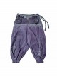 Japanese Style Spring Summer Purple Washed Gradient Functional Street Dropped Crotch Side Waist Lace-Up Cyberpunk Samurai Pants