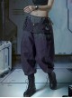 Japanese Style Spring Summer Purple Washed Gradient Functional Street Dropped Crotch Side Waist Lace-Up Cyberpunk Samurai Pants