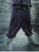 Japanese Style Spring Summer Purple Washed Gradient Functional Street Dropped Crotch Side Waist Lace-Up Cyberpunk Samurai Pants