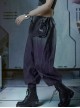 Japanese Style Spring Summer Purple Washed Gradient Functional Street Dropped Crotch Side Waist Lace-Up Cyberpunk Samurai Pants