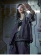 Autumn Japanese Style Purple Gradient Washed Functional Street Drop Shoulder Half Sleeves Cardigan Cyberpunk Hooded Taoist Robe
