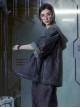 Autumn Japanese Style Purple Gradient Washed Functional Street Drop Shoulder Half Sleeves Cardigan Cyberpunk Hooded Taoist Robe