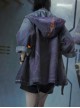 Autumn Japanese Style Purple Gradient Washed Functional Street Drop Shoulder Half Sleeves Cardigan Cyberpunk Hooded Taoist Robe
