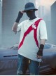 Prosthetic Heart Digital Printing Summer Functional Style Loose Street Round Neck Splicing Design Cyberpunk Short Sleeves T-shirt