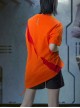 Prosthetic Heart Digital Printing Summer Functional Style Loose Street Round Neck Splicing Design Cyberpunk Short Sleeves T-shirt