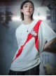 Prosthetic Heart Digital Printing Summer Functional Style Loose Street Round Neck Splicing Design Cyberpunk Short Sleeves T-shirt