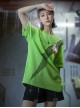 Prosthetic Heart Digital Printing Summer Functional Style Loose Street Round Neck Splicing Design Cyberpunk Short Sleeves T-shirt