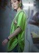 Prosthetic Heart Digital Printing Summer Functional Style Loose Street Round Neck Splicing Design Cyberpunk Short Sleeves T-shirt
