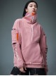 Urban Functional Style Suede High Collar Lapel Dropped Shoulder Forearm Drawstring Cyberpunk Long Sleeves Pullover Sweatshirt