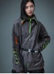 Urban Functional Style Suede High Collar Lapel Dropped Shoulder Forearm Drawstring Cyberpunk Long Sleeves Pullover Sweatshirt