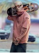 Urban Functional Style Suede High Collar Lapel Dropped Shoulder Forearm Drawstring Cyberpunk Long Sleeves Pullover Sweatshirt