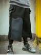Spring Summer Black Functional Style Loose Detachable Gun Bag Belt Adjustable Legs Cyberpunk Seven-Point Wide-Leg Pants