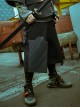Spring Summer Black Functional Style Loose Detachable Gun Bag Belt Adjustable Legs Cyberpunk Seven-Point Wide-Leg Pants