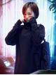 Spring Autumn Dark City Functional Style Black Lapel High Collar Fake Two-piece Design Cyberpunk Bottom Long Sleeves T-shirt