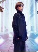 Spring Autumn Dark City Functional Style Black Lapel High Collar Fake Two-piece Design Cyberpunk Bottom Long Sleeves T-shirt