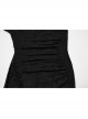 Black Cool Elastic Slim Waistband Drawstring Design Unique Irregular Hem Steampunk Style Hooded Long Sleeves Dress