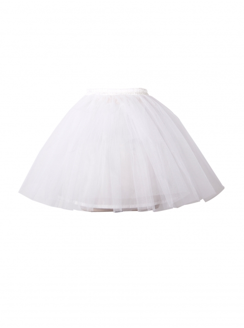 White Multilayer Hard Mesh Waisted Elastic Rubber String Gothic Bustle