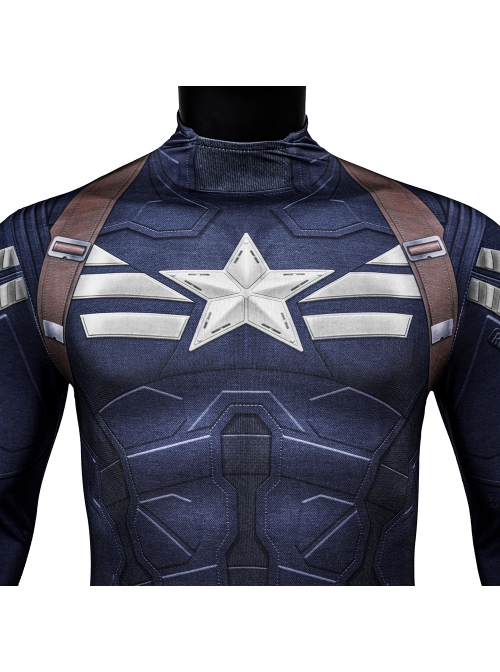 Captain America The Winter Soldier Captain America Stealth Battle Suit Bodysuit Halloween Cosplay Costume Set