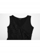Dark Sexy Black Deep V Neck Irregular Lace Stitching Unique Flowing Hem Gothic Style Sleeveless Dress