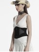 Handsome Punk Style Tight Version Simple Functional Spliced Zipper Drawstring Design Black Corset