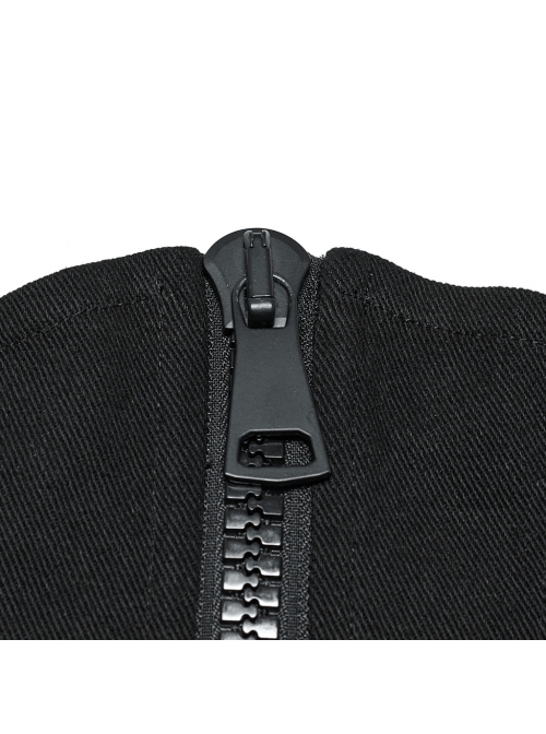 Handsome Punk Style Tight Version Simple Functional Spliced Zipper Drawstring Design Black Corset