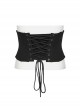 Handsome Punk Style Tight Version Simple Functional Spliced Zipper Drawstring Design Black Corset