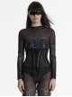 Black Handsome Future Fashionable Splicing Font Metal Eyelets Punk Style Tight Corset