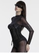 Black Handsome Future Fashionable Splicing Font Metal Eyelets Punk Style Tight Corset