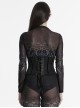 Black Handsome Future Fashionable Splicing Font Metal Eyelets Punk Style Tight Corset