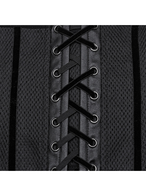 Black Handsome Future Fashionable Splicing Font Metal Eyelets Punk Style Tight Corset
