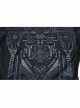 Unique Black Personality Skull Gradient Print Sexy Slightly Transparent Design Cyberpunk Style Long Sleeves T Shirt