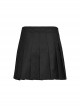 Daily Versatile Black Unique Buckle Design Personality Skull Rivet Decoration Punk Style Pleated Skirt
