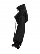 Black Cool Handsome Functional Metal Buckle Zipper Design Punk Style Long Sleeves Short Jacket