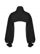 Black Cool Handsome Functional Metal Buckle Zipper Design Punk Style Long Sleeves Short Jacket