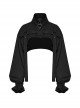 Black Cool Handsome Functional Metal Buckle Zipper Design Punk Style Long Sleeves Short Jacket