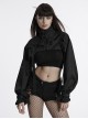Black Cool Handsome Functional Metal Buckle Zipper Design Punk Style Long Sleeves Short Jacket