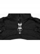 Black Cool Handsome Functional Metal Buckle Zipper Design Punk Style Long Sleeves Short Jacket
