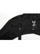 Black Cool Handsome Functional Metal Buckle Zipper Design Punk Style Long Sleeves Short Jacket
