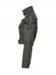 Handsome Green Military Style Metal Rivet Buckle Decoration Punk Style Long Sleeves Short Jacket