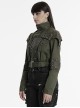 Handsome Green Military Style Metal Rivet Buckle Decoration Punk Style Long Sleeves Short Jacket
