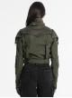 Handsome Green Military Style Metal Rivet Buckle Decoration Punk Style Long Sleeves Short Jacket