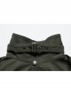 Handsome Green Military Style Metal Rivet Buckle Decoration Punk Style Long Sleeves Short Jacket