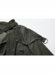 Handsome Green Military Style Metal Rivet Buckle Decoration Punk Style Long Sleeves Short Jacket