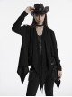 Black Simple Daily Handsome Irregular Hem Punk Style Long Sleeves Jacket