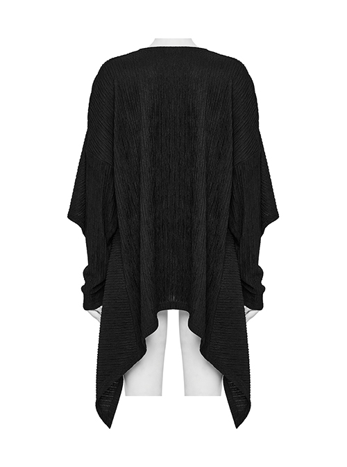 Black Simple Daily Handsome Irregular Hem Punk Style Long Sleeves Jacket