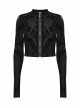 Daily Versatile Black Slim Fit Ghost Head Metal Zipper Design Sweet Cool Feeling Gothic Style Long Sleeves Coat