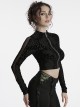 Daily Versatile Black Slim Fit Ghost Head Metal Zipper Design Sweet Cool Feeling Gothic Style Long Sleeves Coat