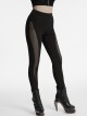 Black Daily Simple Unique Personality Hollow Mesh Splicing Punk Style Tight Pants