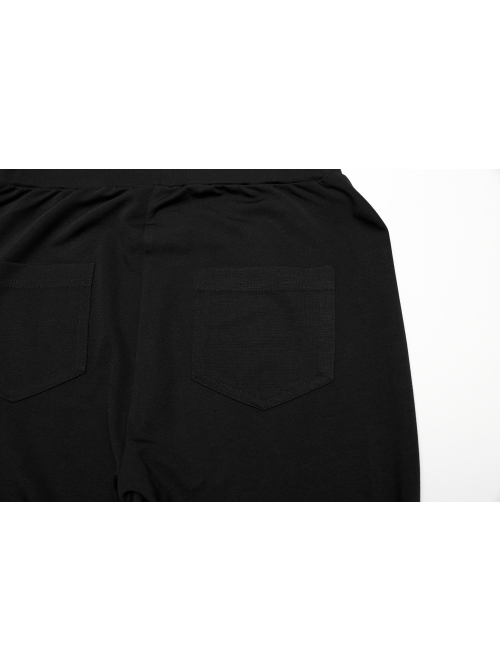 Black Daily Simple Unique Personality Hollow Mesh Splicing Punk Style Tight Pants